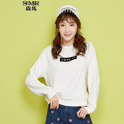 

Semir sweater ladies round neck collar letters flocking loose long sleeves T-shirt 12316160061 dark gray S