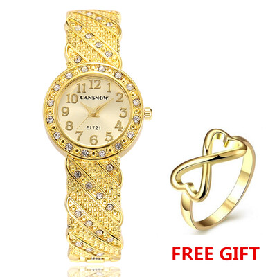 

Роскошные модные женские часы моды Rhinestone наручные часы женщин кварцевые часы с кольцом