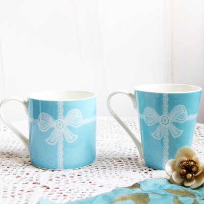 

Dior lily Kate lace bow couple blue bone china cup combination large capacity mug V cup