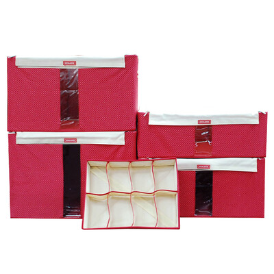 

Locks&buckles large capacity storage box polka dot five-piece iron frame foldable Oxford Bubanna box car box clothing storage box with lid storage box storage box LLB156RW005