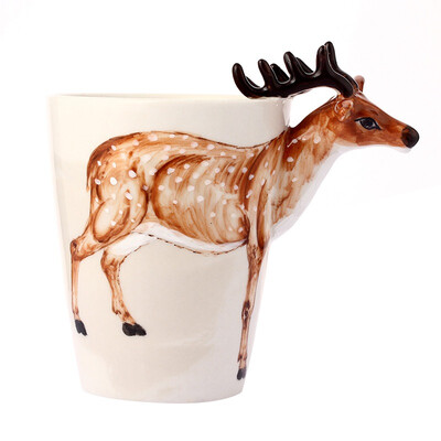 

Fun 3D stereo ceramic mug pure hand-painted animal cup series sika deer models
