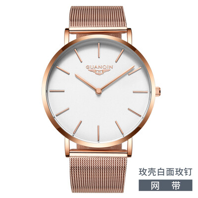 

GUANQIN Brand Luxury Simple Design Ultra Thin Mesh Band Quartz Watch Men Business Waterproof Steel Wristwatch relogio masculino
