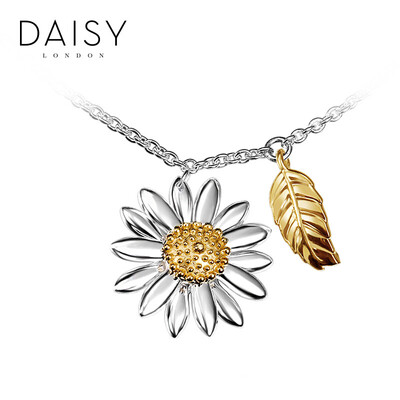 

Британский DAISY LONDON ручного 18K позолоченный новый лист ромашка кулон браслет 925 серебра