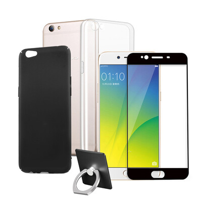 

【Mobile phone shell film three-piece set】 San Diwei (Sendio) oppor9sPlus phone shell shell shell hard shell black TPU transparent soft shell silk screen full-screen hard-sided steel film black