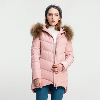 

Snow in autumn and winter down jacket female raccoon big fur collar thick in the long coat A1621YY132 big red | 1218