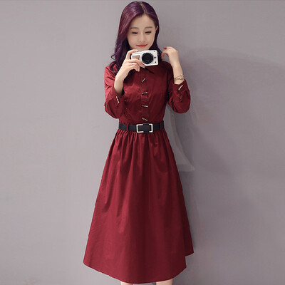 

A long morning 2017 autumn long sleeves dress skirt long skirt S71R0579A3M wine red