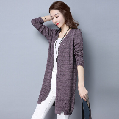 

Siba homes 2017 autumn new women thin card cardigan women in the long section of pure color v collar long sleeve jacket S71Z0115A159JM light purple uniform