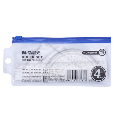 

Morning Light M&G ARL96042 Student Ruler Triangle Ruler Protractor Drawing Combination Ruler Set of 4