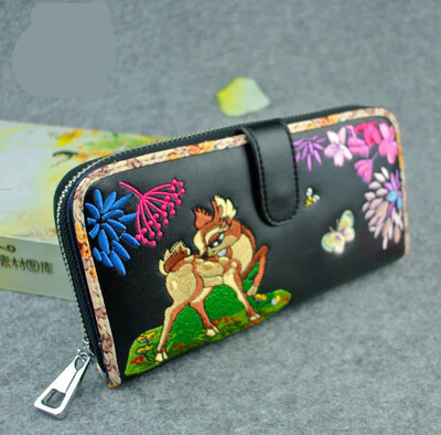 

Embroidery flowers in the wallet retro small fresh personality student wallet