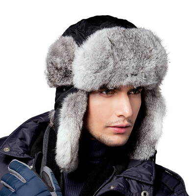 

Kenmont km-2130 Mens Ski Hat Outdoor Winter Warm Thicken Rabbit Hair Lei Feng Cap Black  58cm