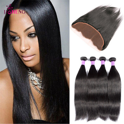 

Brazilian Virgin Hair Straight Wave 8A Grade Unprocessed Virgin Brazilian Human Hair 4 Bundles 400g With 134 Lace Frontal