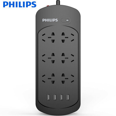 

Philips PHILIPS new national standard socket 4USB4.1A wiring board 6-bit combination hole 3 m plug-in board total control switch drag line board overload lightning protection plug row child protection door row plug