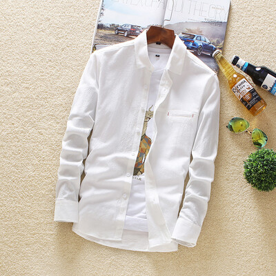 

Men's long-sleeved shirt Slim solid color shirt trend fashion cotton men's casual shirt as a gift for men