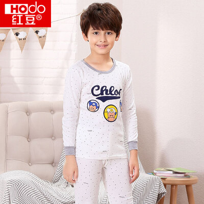 

Red beans Hodo children&39s underwear suit cotton men&women in the big children autumn&winter low round neck 100 cotton Qiu Qiuqiu HD8092 red 120