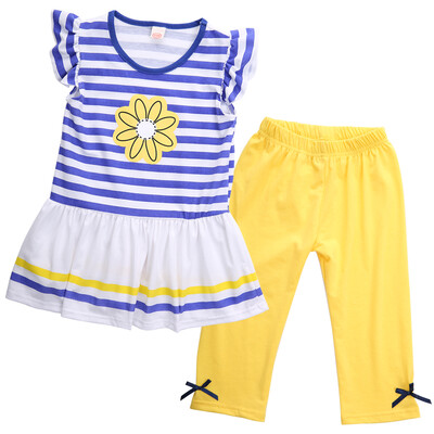

Child Baby Girl Clothes Short Sleeves T-ShirtTrousers Pants 2Pcs Clothing Sets