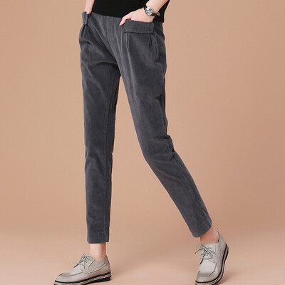 

City plus CIYPLUS 2017 winter new women's loose wild harem pants thick corduroy casual pants CWKX179177 dark gray M