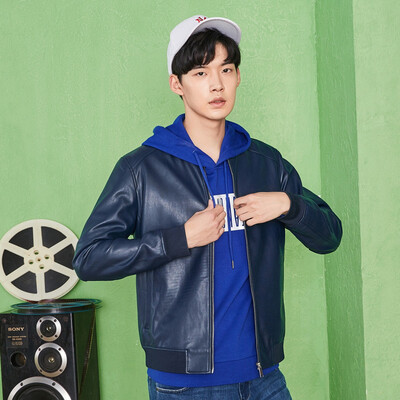

Semir (Semir) Осень 2017 года мужской куртки мужской длинный отрезок воротник черного кожаная куртка мотоцикл 13316081308 корейского бизнес-бордовый XXL