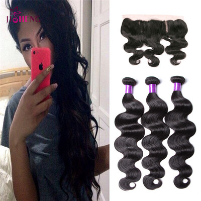 

8A Straight Human Hair Bundles With Closure Peruvian 3 bundles Human Hair With 134 Lace Frontal