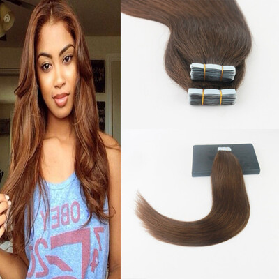 

Pure Color #4 Straight Hair 2Pcs/Lot Brazilian Remy Hair 50G 20Pcs Per Package High Quality Skin Weft Hair Extensions