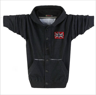 

Spring and autumn's new men's wear long sleeve vest with fat and enlarged cardigan overcoat of winter plus thick hooded