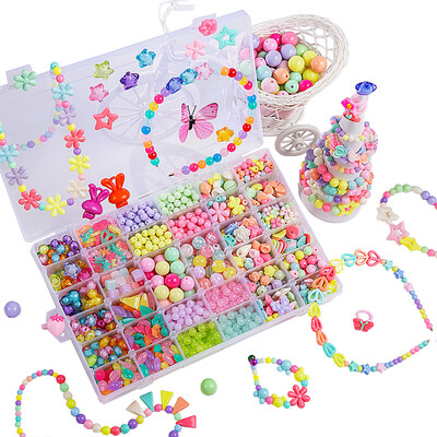 

Cute pudding toys girls beaded about 1800 tablets DIY hand-beads to wear children play house toys educational toys 3-6-8 birthday gift large 34 grid to send luxury 42 sets of configuration