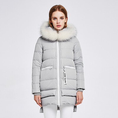 

Snow ladies down jacket big hair collar hooded cotton section of the long thickening warm X1601722 black | 8056 170