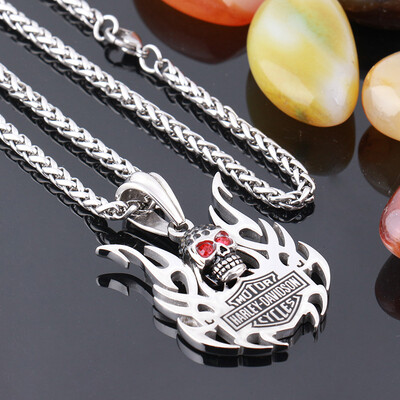 

Stainless Steel biker Skull pendant Live To Ride Necklace Pendant