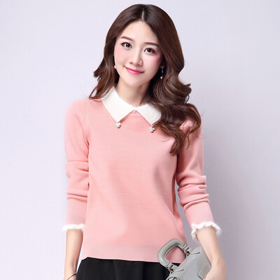 

A morning 2017 Korean version of the simple Slim was thin sweater sets of long sleeves short knit sweater women autumn S65G0017 pink L