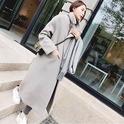 

Woolen jacket women autumn and winter new loose was thin long students wool woolen coat