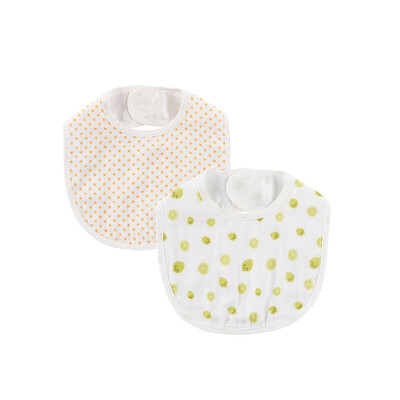 

Cotton Age PurCotton Baby Sling Bibs Baby Bibs 22x30cm Lime Orange Stars 2pcs Bag