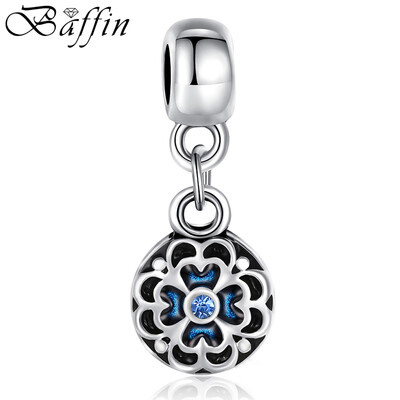 

3 цвета Серебряный цвет Круглый цветок Шарм Подвеска Подходящий браслет Ожерелье Оригинальные аксессуары для бисера Синяя эмаль