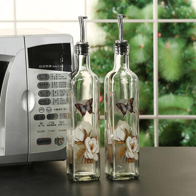 

A Ting Бутылки с маслом для стеклянных диспенсеров Набор из 2 цветочных 17 унций.