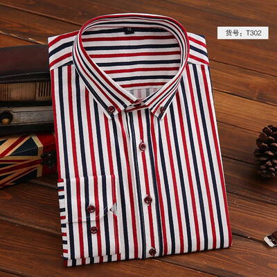 

Business Casual Men Long Sleeve Shirt Fashion Stripe Spring Autumn Silm Fit