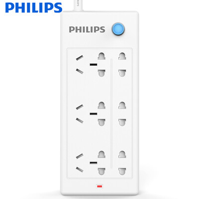 

Philips PHILIPS the new national standard socket plug board row row row of plug wiring board drag board 6 holes 18 meters full length double row control switch