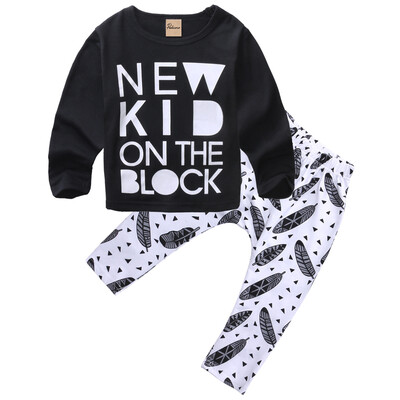 

2017 Toddler Baby Boys 2PCS Outfits Print T-shirt Trousers Clothes Set 0-24M