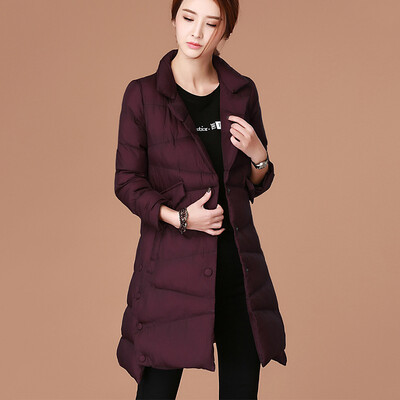 

City plus CIYPLUS 2017 winter new women's clothing art suit collar coat coat long paragraph cotton jacket jacket thick CWMF179163 dark purple