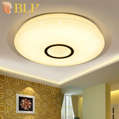 

Jingdong supermarket] Po Li Huang XD-8208 LED round ceiling lamp warm living room bedroom lights simple lighting fixtures remote control wall switch stepless dimming color 48W