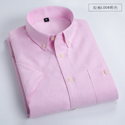 

New Casual Men Short Sleeve Shirt Summer Silm Fit Oxford Textile Fashion Splice Color