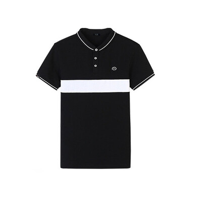 

2017 new men's polo shirt short-sleeved striped tumbler collar casual t-shirt