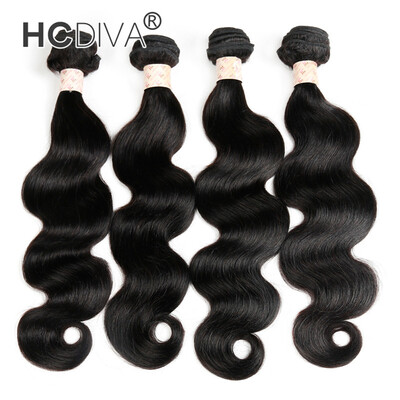 

HCDIVA Hair Brazilian Body Wave 100 Human Hair Weave Bundles 4PCS Free Shipping 8-28 inch Virgin Hair Extensions Double Weft