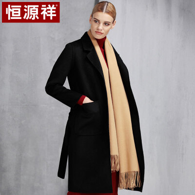 

Hengyuanxiang autumn&winter wool scarf ladies big shawl solid color long thick warmth thick wear dual-use 50M15333 light coffee