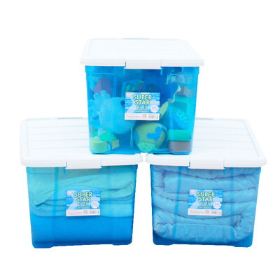 

Alice IRIS Green Plastic Storage Organizer Storage Box SSB-60 WhiteTransparent Blue 60L 3 Pack