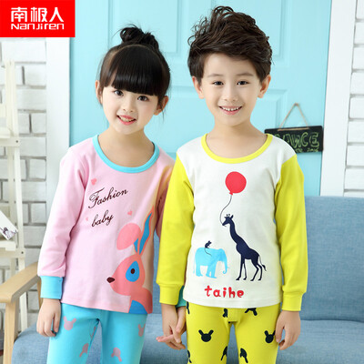 

Antarctic Nanjiren children&39s underwear boys&girls base base autumn clothes pants pajamas cotton wool suit cute animals 110