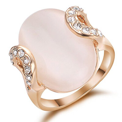 

Ювелирные изделия с бриллиантами Opal 18K с розовым покрытием с кольцом для подарка Опал Halo & White Cubic Zirconia Ring