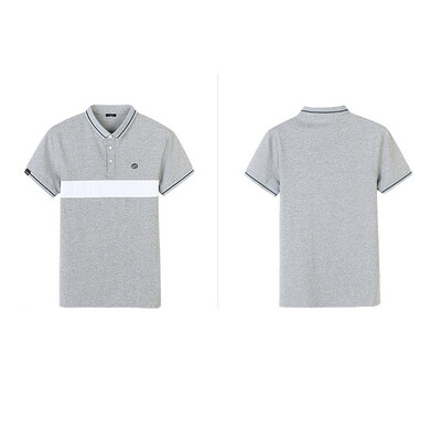 

2017 new men's polo shirt short-sleeved striped tumbler collar casual t-shirt