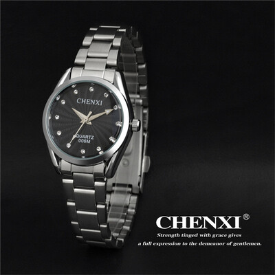 

CHENXI Women Watches Ladies Stainless Steel Quartz Wristwatches Luxury Rhinestones Clock Business Simple Dress Watch