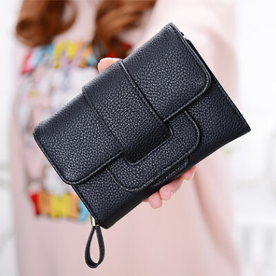 

2017 wallet female three fold short paragraph Korean version of the lychee pattern of women's change bit multi-function buckle wal