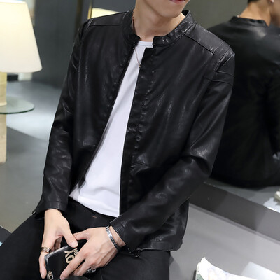 

2017 new men's motorcycle leather coat coat Slim thin section as gift for men's