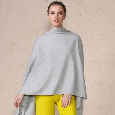 

Initial load TRUE HER cashmere shawl scarf female autumn&winter dual-use warm large thickening bib gift box packaging light luxury frozen age  series shawl light gray