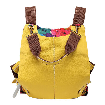 

Canvas and Leather Backpack Printing Nation Hit Color Bag Multifunctional Shoulder Bag